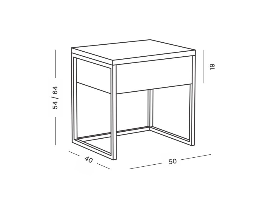 Noční stolek Heavy Oak - rozměry