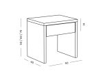 Nočný stolík Biely - rozmery